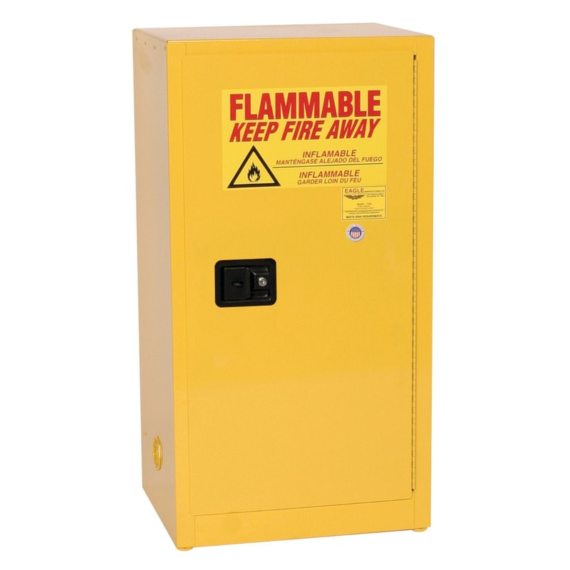 Justrite 1906X Space Saver Flammable Liquid Cabinet 1 Shelf 1 Door Manual Close, 16 Gallon