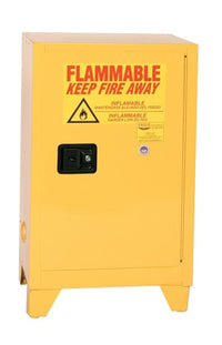Justrite 1905XLEGS Tower Space Saver Safety Cabinet 1 Shelf 1 Door Self Close Yellow, 16 Gallon