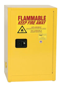Justrite 1924X Space Saver Flammable Liquid Cabinet 1 Shelf 1 Door Self Close Yellow, 12 Gallon