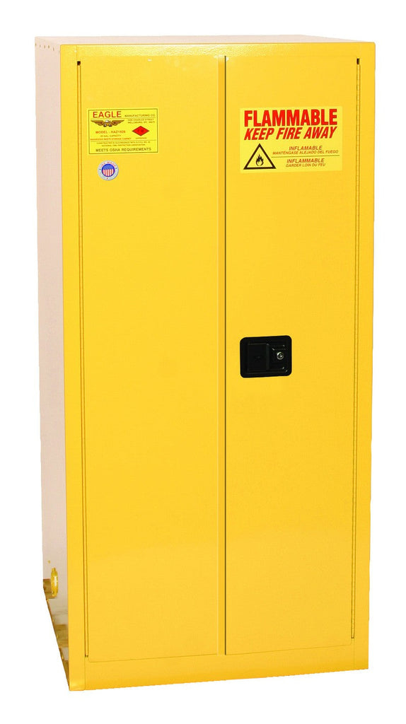 Justrite 1926X One Drum Vertical Safety Cabinet 55 Gallon 1 Shelf 2 Door Manual Close