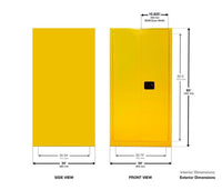 Justrite 1927X One Drum Vertical Safety Cabinet 55 Gallon 1 Shelf 2 Door Sliding Self Close Yellow