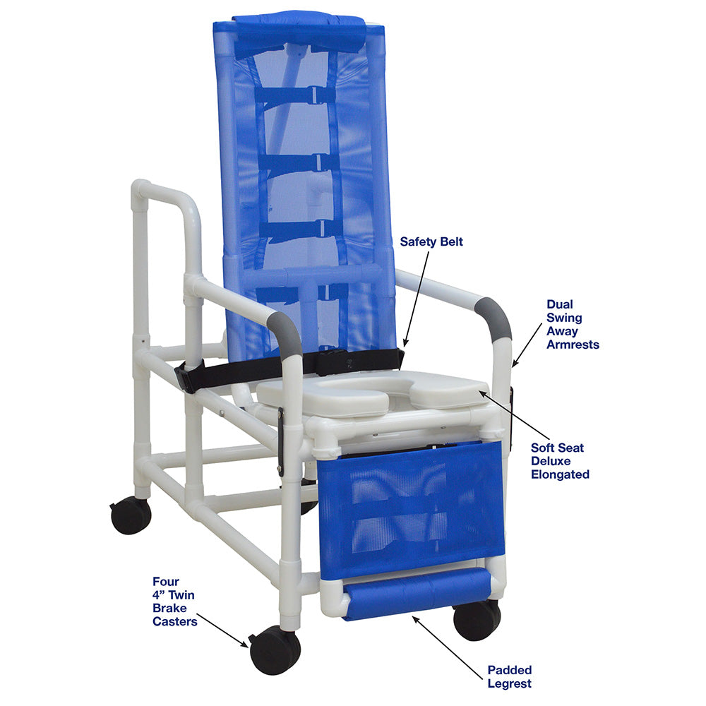 MJM International 193-TIS Tilt Shower Chair With Open Front Soft Seat