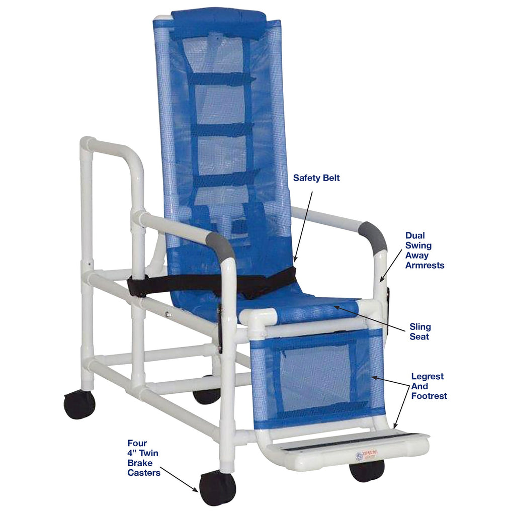 MJM International 193-TIS Tilt Shower Chair With Open Front Soft Seat