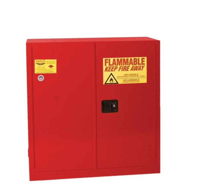 Justrite 1930X Flammable Liquid Cabinet 1 Shelf Sliding Self Close, 30 Gallon