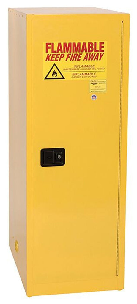 Justrite 1946X Deep Space Saver Flammable Liquid Cabinet 48 Gallon 3 Shelves 1 Door Manual Close