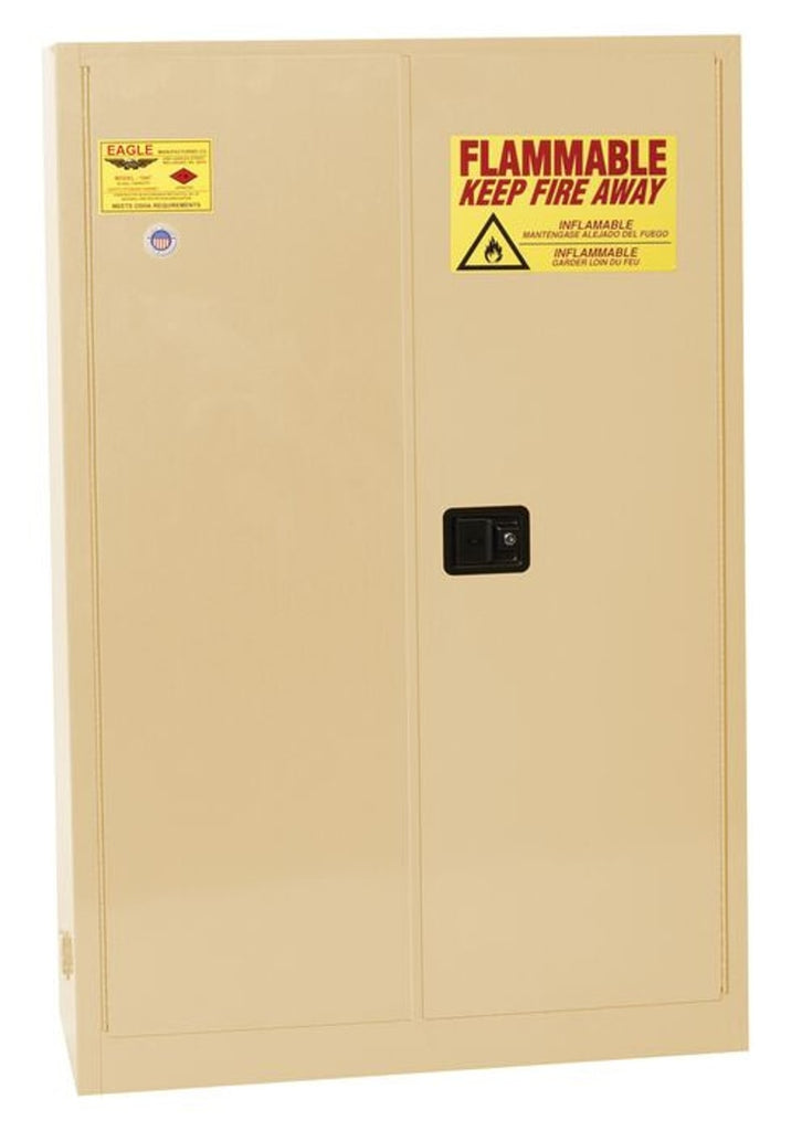 Justrite 1947X Flammable Liquid Cabinet 2 Shelves 2 Door Manual Close, 45 Gallon
