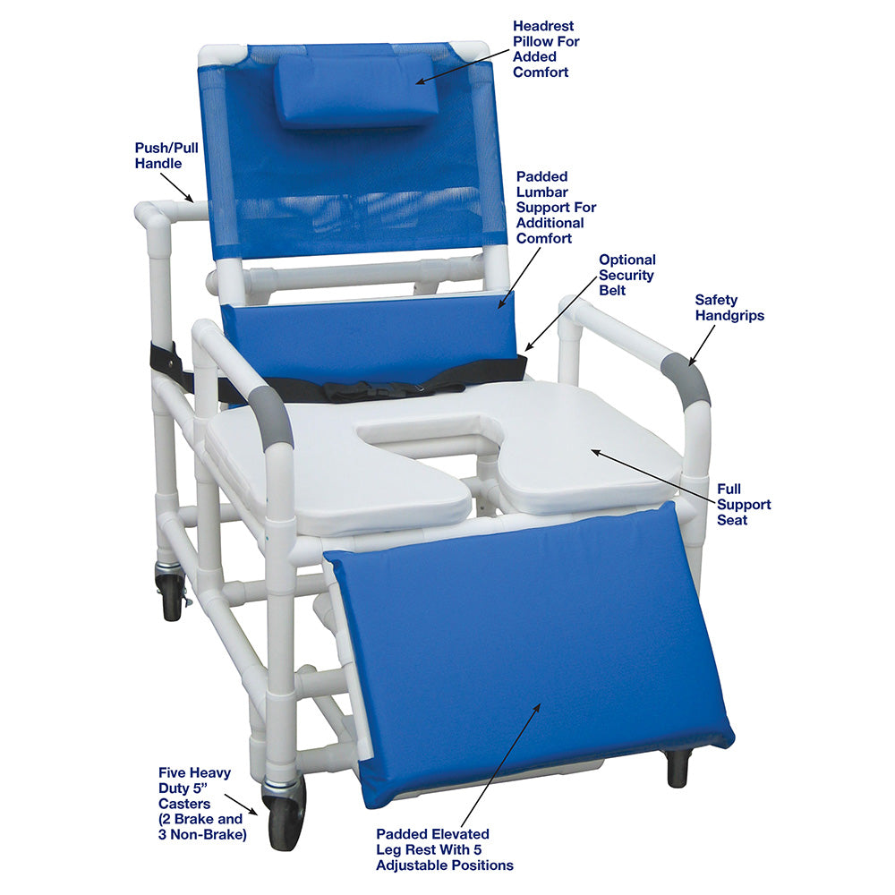 MJM International 196-30-BAR Bariatric Reclining Shower Chair 30" Internal Width