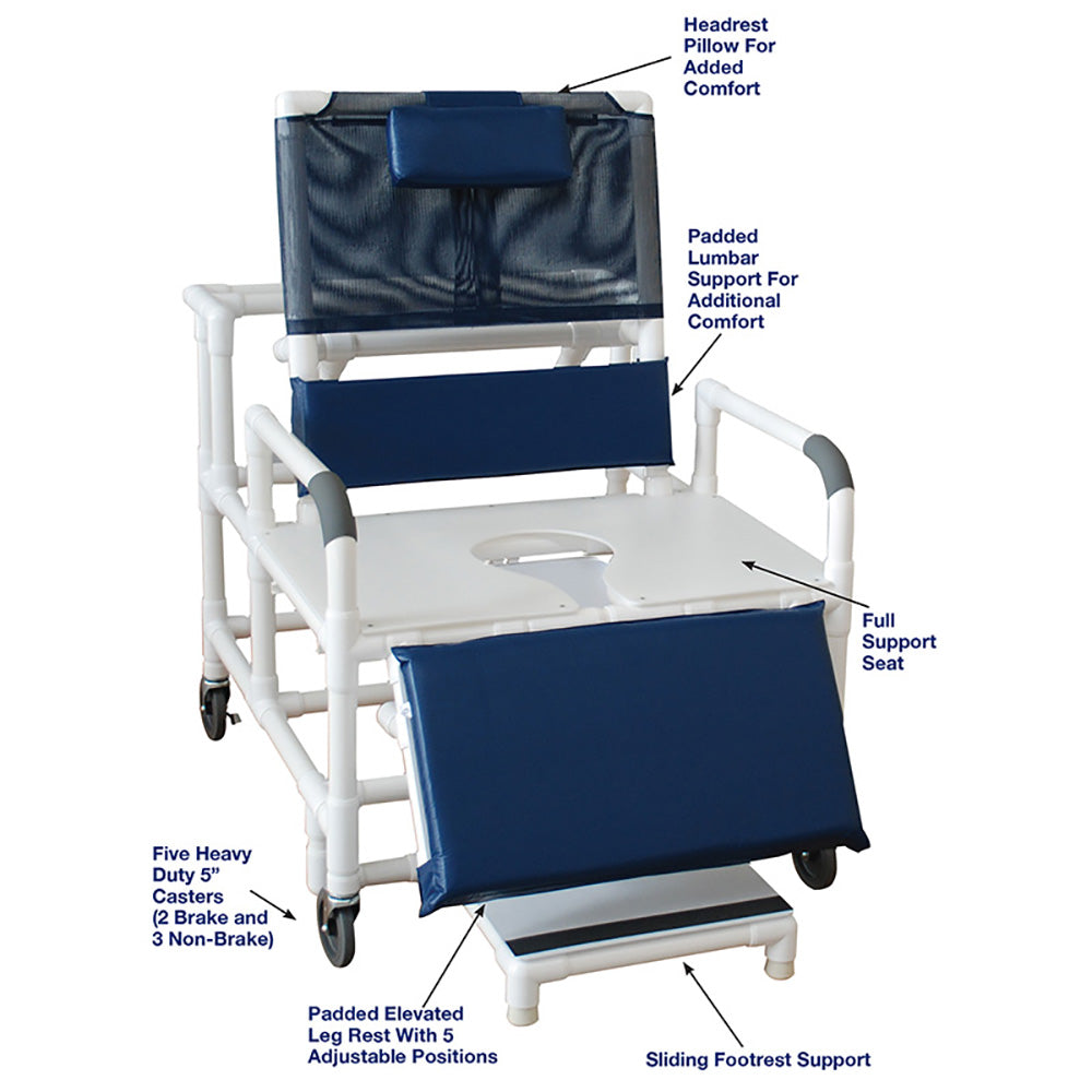 MJM International 196-30-BAR Bariatric Reclining Shower Chair 30" Internal Width