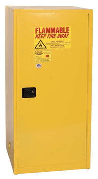 Justrite 1961X Flammable Liquid Cabinet 60 Gallon 2 Shelves 1 Door Manual Close Yellow