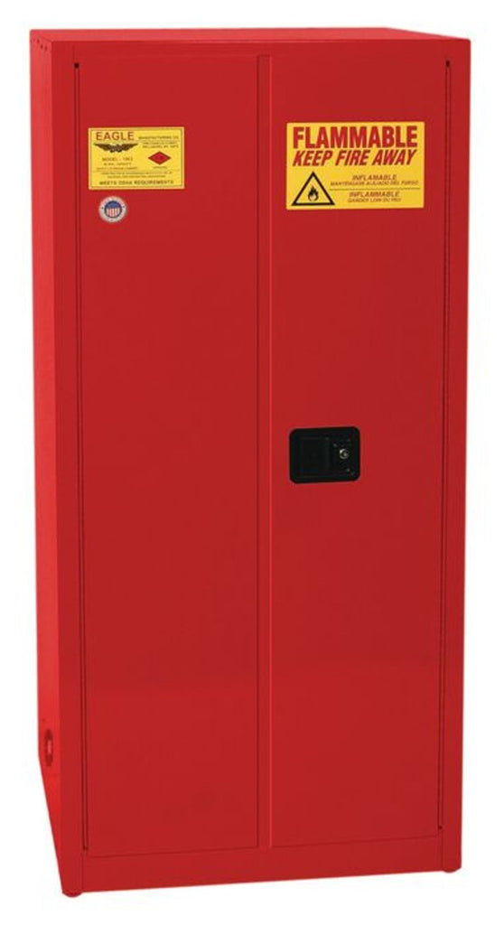 Justrite 1947X Flammable Liquid Cabinet 2 Shelves 2 Door Manual Close, 45 Gallon