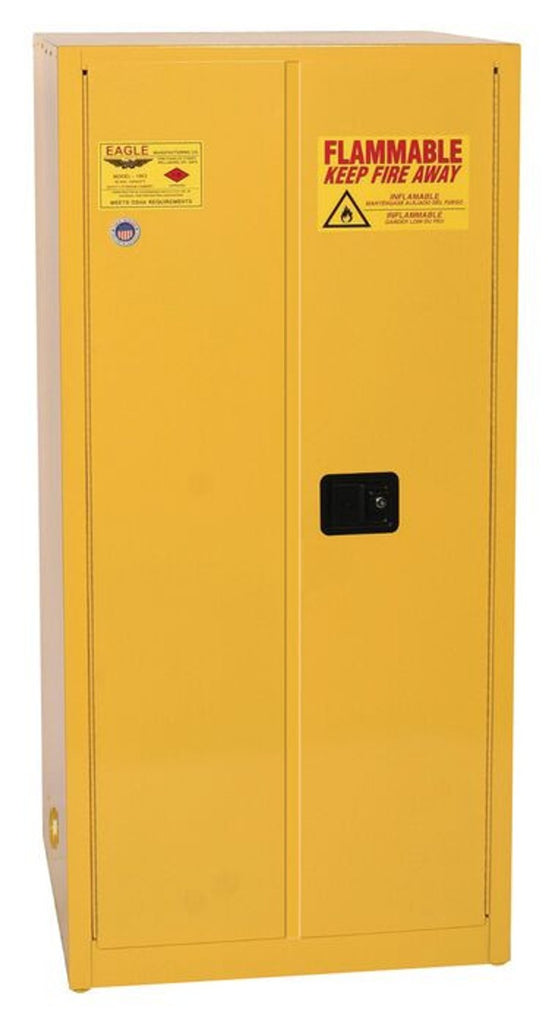 Justrite 1947X Flammable Liquid Cabinet 2 Shelves 2 Door Manual Close, 45 Gallon