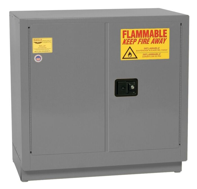 Justrite 1970X Under Counter Flammable Liquid Cabinet 22 Gallon 1 Shelf 2 Door Self Close