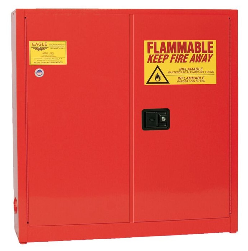 Justrite 1976X 24 Gallon Fire Cabinet 3 Shelves 2 Doors Manual Close Wall Mount