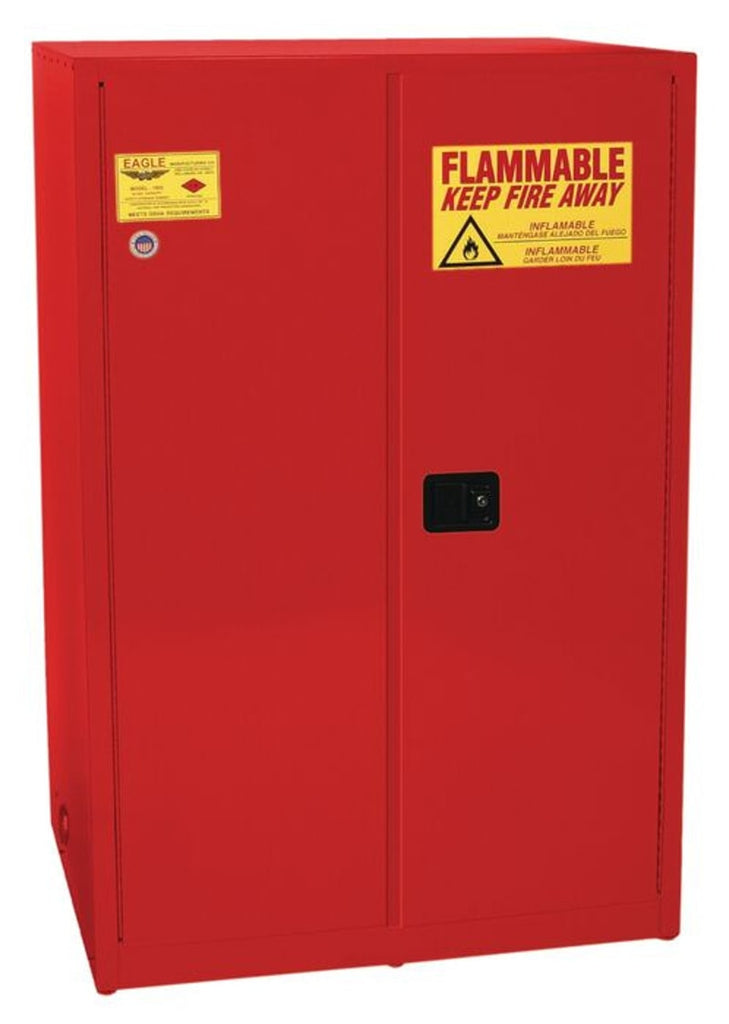 Justrite 1947X Flammable Liquid Cabinet 2 Shelves 2 Door Manual Close, 45 Gallon