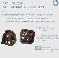 Hydrorevolution Aqualogix, Medium Resistance, Training Bells, Smoke — for Aquatic Therapy in Clinical and Institutional Care