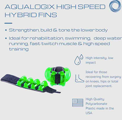 Hydrorevolution Aqualogix, Low Resistance, Training Fins, Green — for Aquatic Therapy in Clinical and Institutional Care