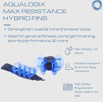 Hydrorevolution Aqualogix, High Resistance, Training Fins, Blue — for Aquatic Therapy in Clinical and Institutional Care