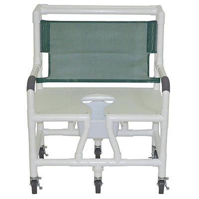 MJM International bariatric shower chair (30"), 6x heavy duty casters (5") — for Safe Bathing and Hygiene