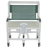 MJM International bariatric shower chair (30"), 6x heavy duty casters (5") — for Safe Bathing and Hygiene
