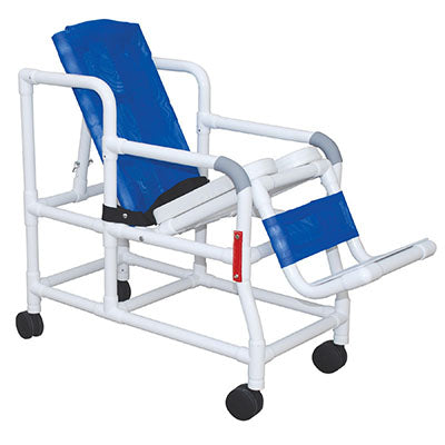 MJM International tilt "n" space shower chair, buckle safety belt, double drop arms — for Safe Bathing and Hygiene