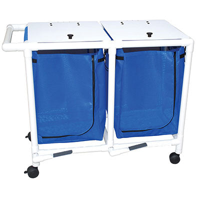 MJM International Double hamper with mesh bag - push/pull handle - footpedal — for Storage in Clinical and Institutional Care