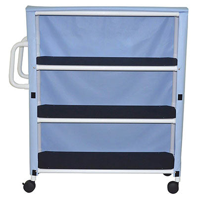 MJM International 3-Shelf jumbo linen cart with mesh or solid vinyl cover - 5" casters — for Storage in Clinical and Institutional Care