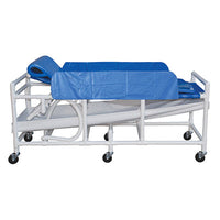 MJM International shower gurney, three position elevating headrest, solid vinyl material drain pan/hose — for Exercise and Therapy Floor Work