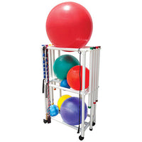 MJM International Ball Rack and Weight Bar Mobile Combo Cart — for Strength Training and Rehabilitation