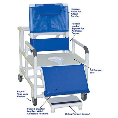 MJM International wide reclining shower chair (26") — for Safe Bathing and Hygiene