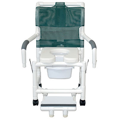 MJM International Superior Shower Chair (18"), Dual Swing Away Armrests, Sliding Footrest, Soft Seat, Sq. Pail — for Safe Bathing and Hygiene