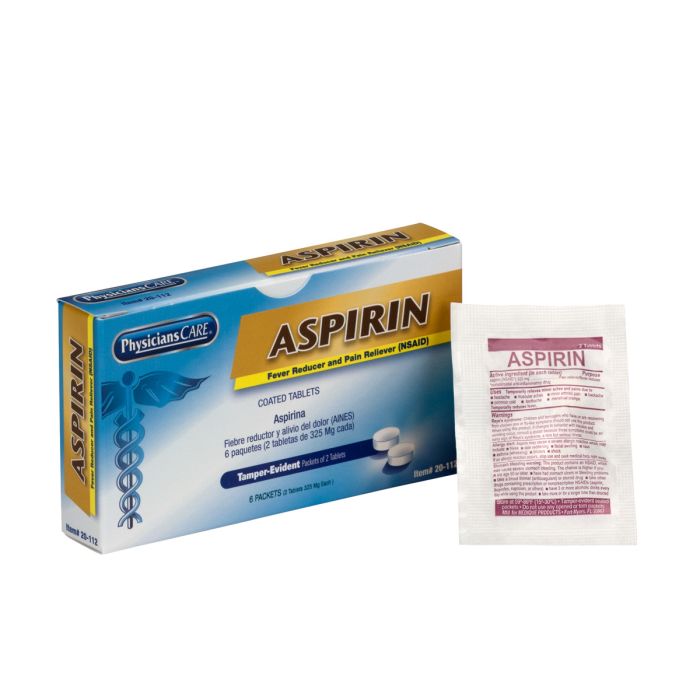 First Aid Only PhysiciansCare Aspirin, 6 Packets of 2 Tablets