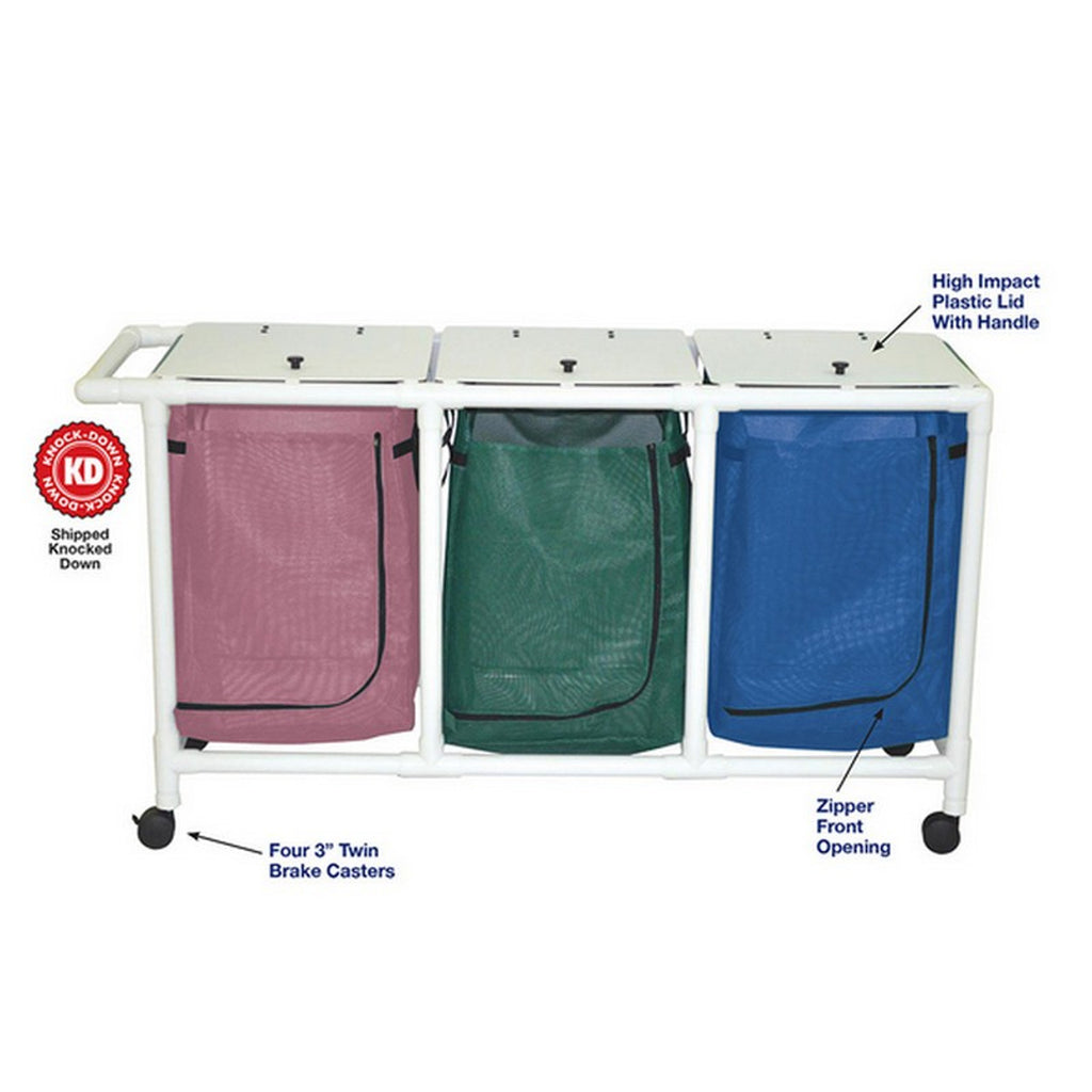 MJM 62.5" x 22.5" Triple Hamper, 25.71 Gal Capacity