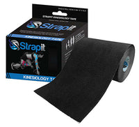 Strapit Kinesiology Tape, 4 in x 5.5 yds, Black — for Athletic Taping and Joint Support