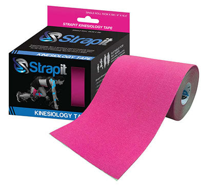 Strapit Kinesiology Tape, 4 in x 5.5 yds, Pink — for Athletic Taping and Joint Support