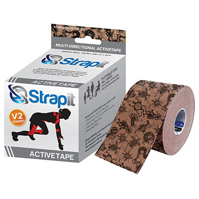 Strapit Activetape V2 with Memory Fabric, 2 in x 5.5 yds, Full Pattern — for Athletic Taping and Joint Support
