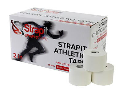 Strapit Athletic Tape, 2" (50 mm) Roll, Box of 24 — for Athletic Taping and Joint Support
