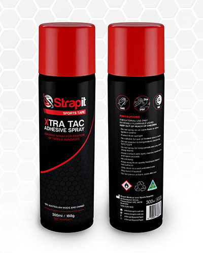 Strapit XTRA TAC Pre Tape Adhesive Spray, 300ml/10 oz, Case of 12 — for Athletic Taping and Joint Support
