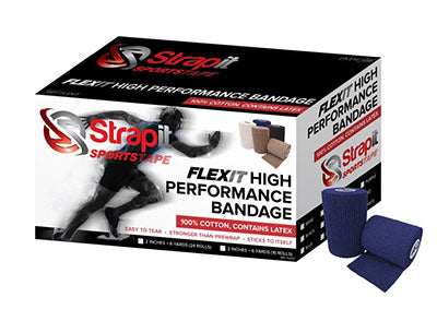 Strapit Flexit Cohesive Prewrap, 3 in x 6 yrd Roll, Case of 16 Rolls, Navy Blue — for Athletic Taping and Joint Support