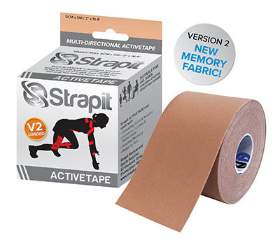 Strapit Activetape V2 with Memory Fabric, 2 in x 5.5 yds, Flesh — for Athletic Taping and Joint Support