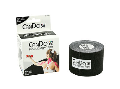 CanDo Kinesiology Tape, 2" x 16.5 ft, Black, 10 Rolls — for Athletic Taping and Joint Support