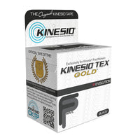 Kinesio Tape, Tex Gold FP, 2" x 5.5 yds, Black, 6 Rolls — for Athletic Taping and Joint Support