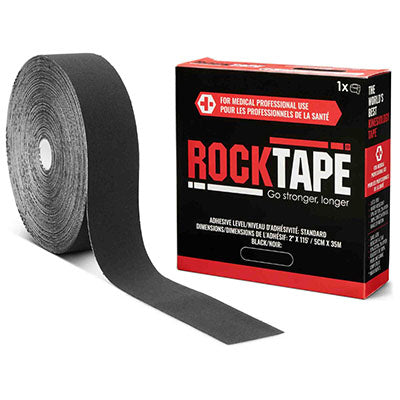 RockTape Bulk Roll, Standard Adhesive, Black, 2" x 115' — for Athletic Taping and Joint Support