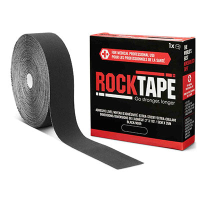 RockTape Bulk Roll, Extra-Sticky Adhesive, Black, 2" x 115' — for Athletic Taping and Joint Support