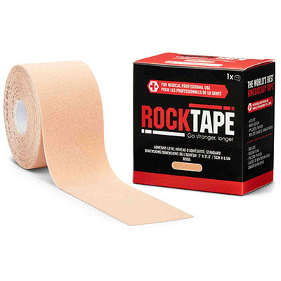 RockTape Roll, Standard Adhesive, Beige, 2" x 21.5' — for Athletic Taping and Joint Support