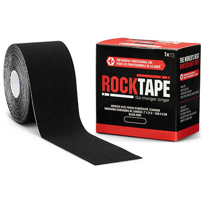 RockTape Roll, Standard Adhesive, Black 2" x 21.5' — for Athletic Taping and Joint Support