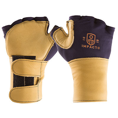 Impacto Anti-Impact Glove with Wrist Support, Nylon Lycra with Grain Leather, Fingerless — for Wrist in Clinical and Institutional Care