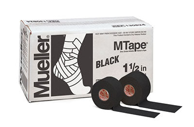 Mueller MTape, Black, 1.5" x 10 yd - 32 rolls — for Athletic Taping and Joint Support