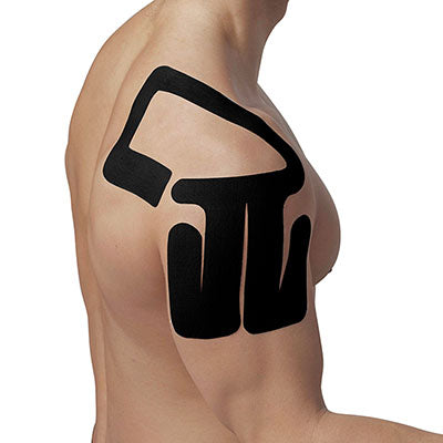 SpiderTech Pro-Cut Kinesiology Tape, Right Shoulder, Black, Pack of 4 — for Athletic Taping and Joint Support