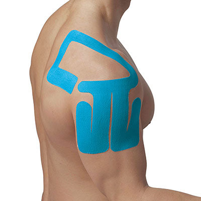 SpiderTech Pro-Cut Kinesiology Tape, Right Shoulder, Blue, Pack of 4 — for Athletic Taping and Joint Support