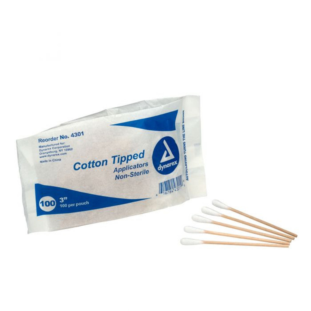 First Aid Only 3" Wood Shaft Cotton Tipped Applicators, 100/Bag